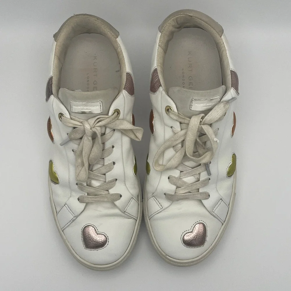 Kurt Geiger London Lane Euro 42 Love White Multicolor Puffy Hearts Sneakers